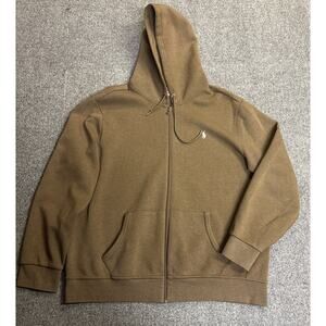 Polo Ralph Lauren Men’s 2XL Brown Hooded Double Knit Full Zip Classic Preppy